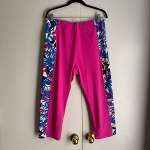 Coolibar Women’s Pink and Blue Hamoa Colorblock Swim Capris Size XL